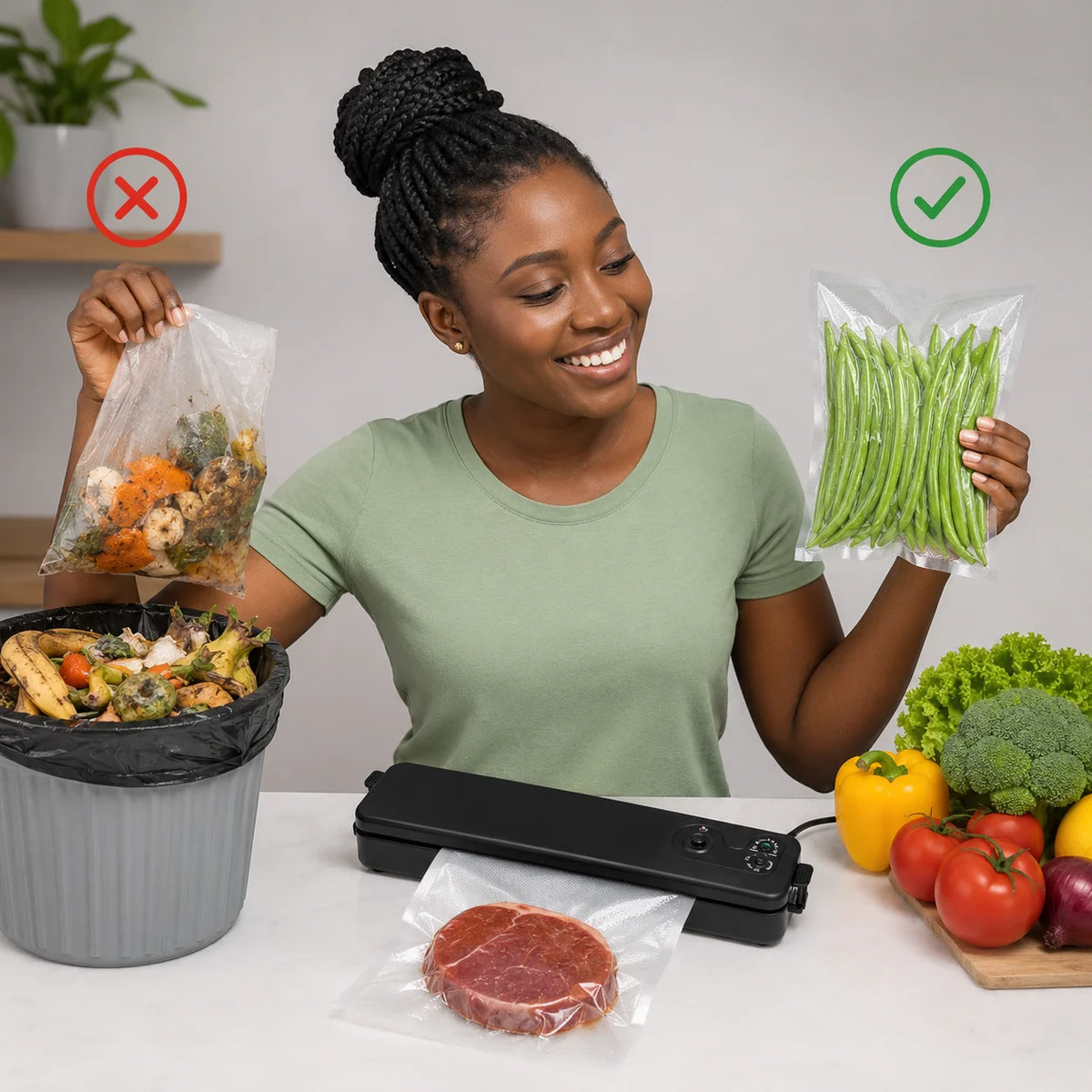 Machine de Mise Sous Vide et Scelleuse Alimentaire + 30 Sachets Inclus – Conservez vos Aliments Frais Plus Longtemps et Réduisez le Gaspillage