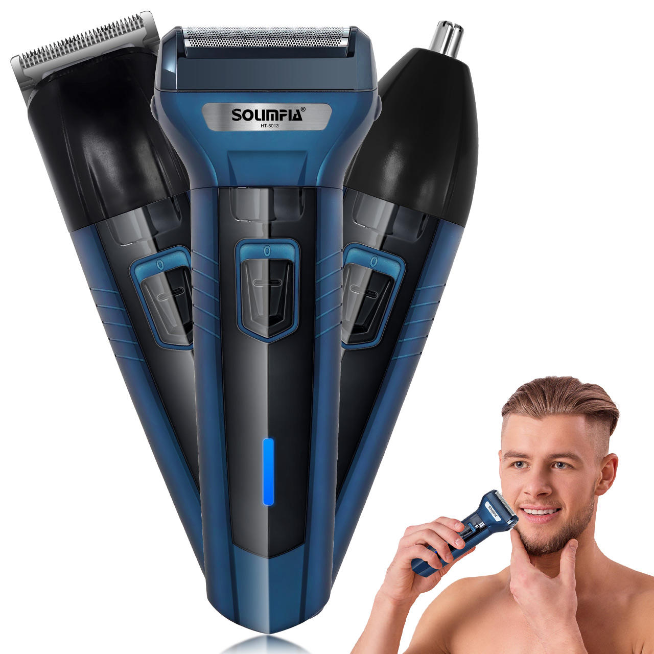 RoyalEdge™ 3 en 1 – Tondeuse Professionnelle Rechargeable (Cheveux, Barbe & Nez)