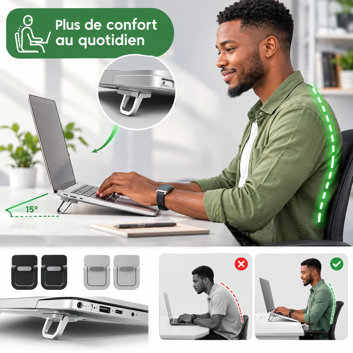 Support Ordinateur Portable Pliable Invisible – Anti-Surchauffe & Frappe Confortable