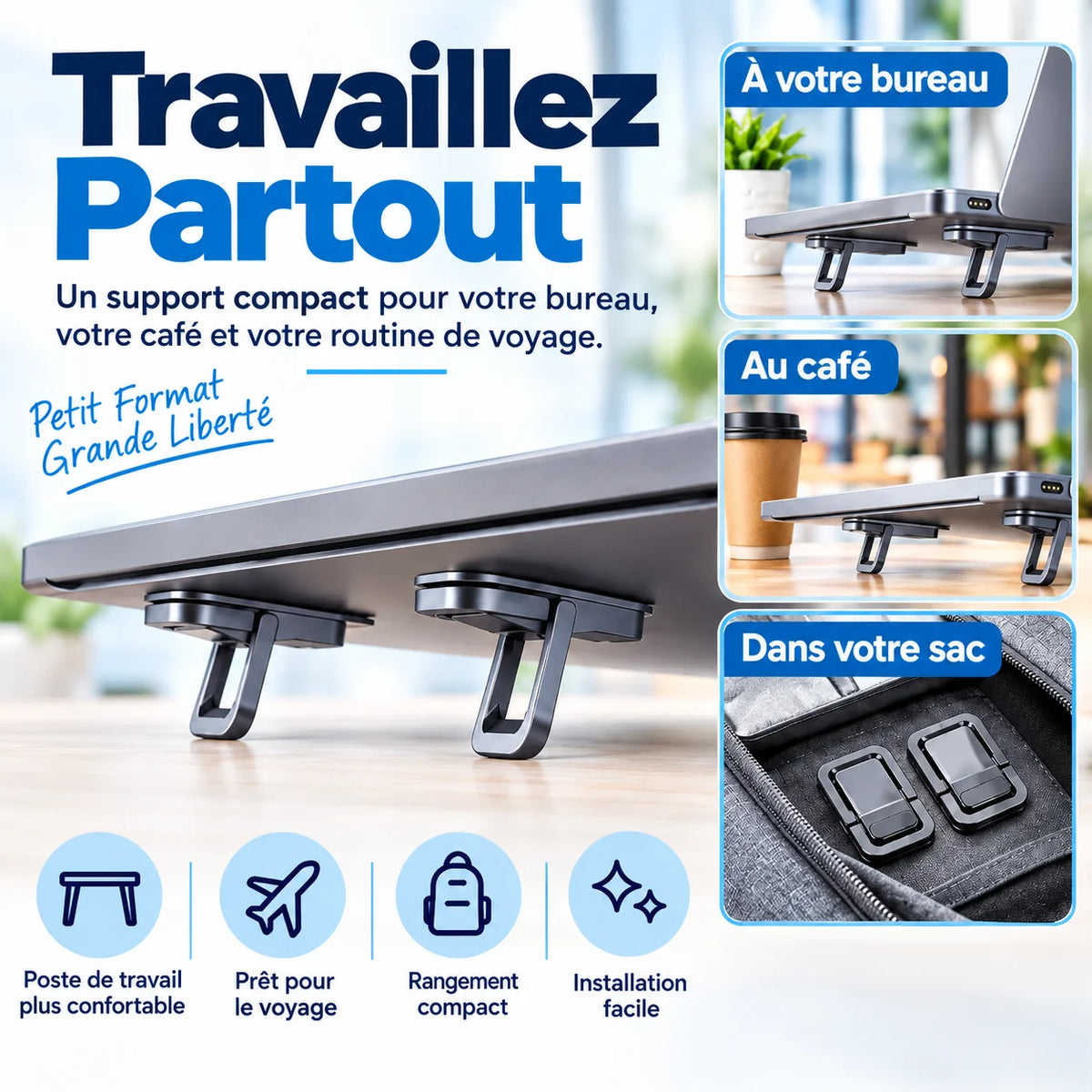 Support Ordinateur Portable Pliable Invisible – Anti-Surchauffe & Frappe Confortable