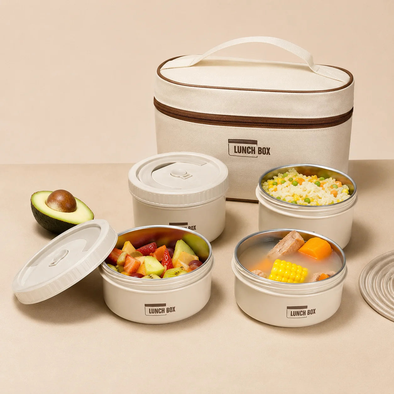 Lunch Box Portable 4 en 1 —  Des repas sains et bien organisés, où que vous soyez.