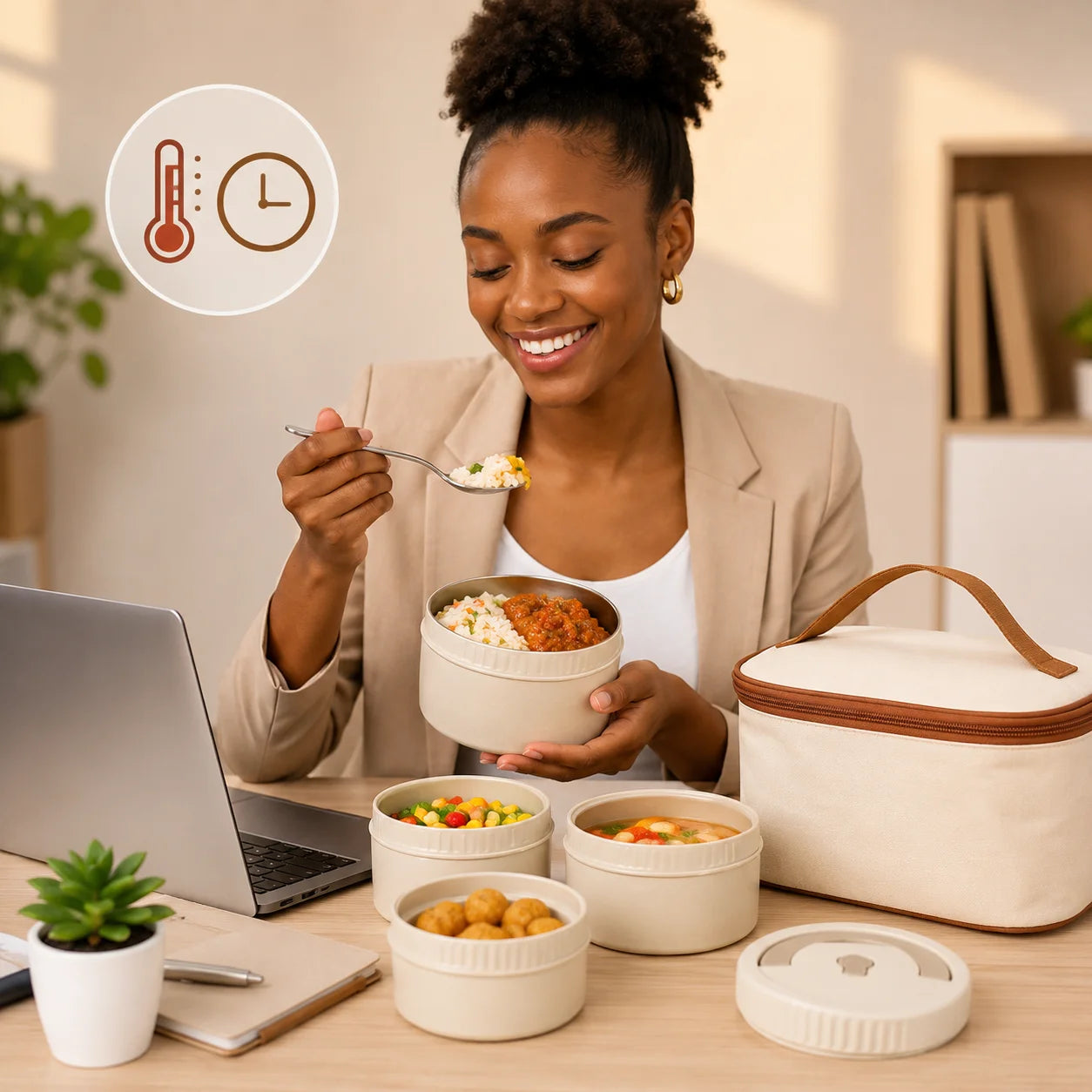 Lunch Box Portable 4 en 1 —  Des repas sains et bien organisés, où que vous soyez.