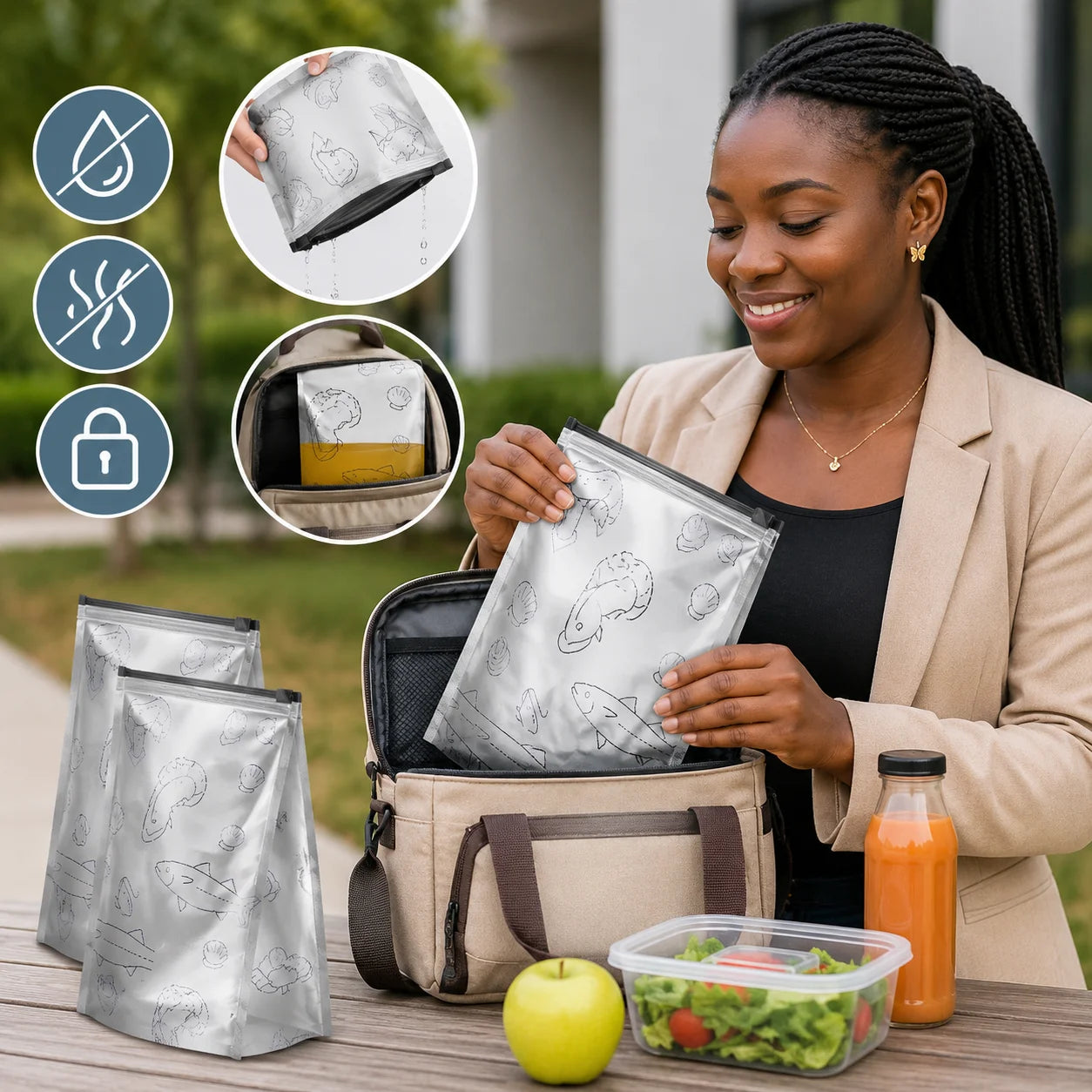 Lot de 10 Sacs Alimentaires Hermétiques Réutilisables en Aluminium – Conservez Vos Aliments Plus Longtemps