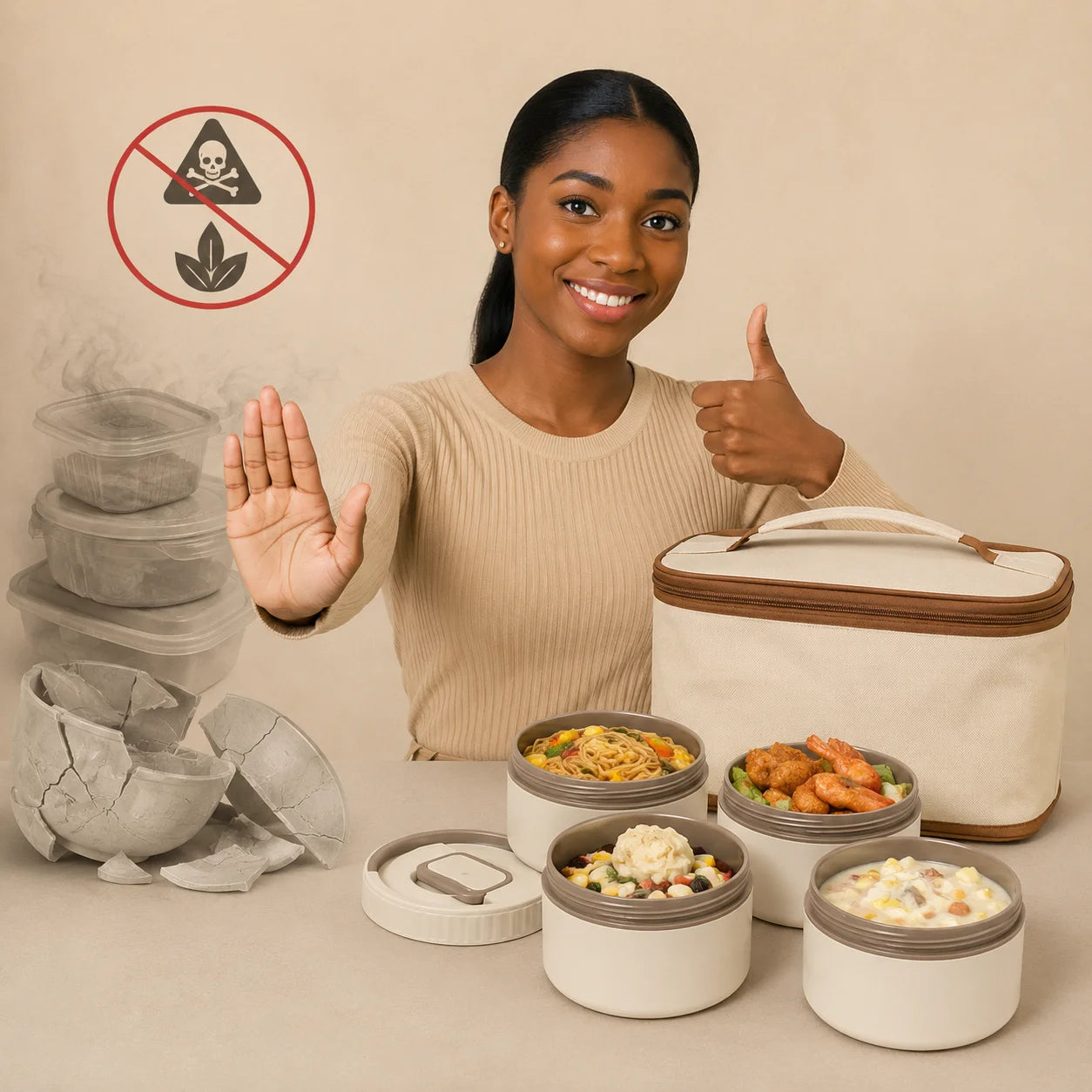 Lunch Box Portable 4 en 1 —  Des repas sains et bien organisés, où que vous soyez.