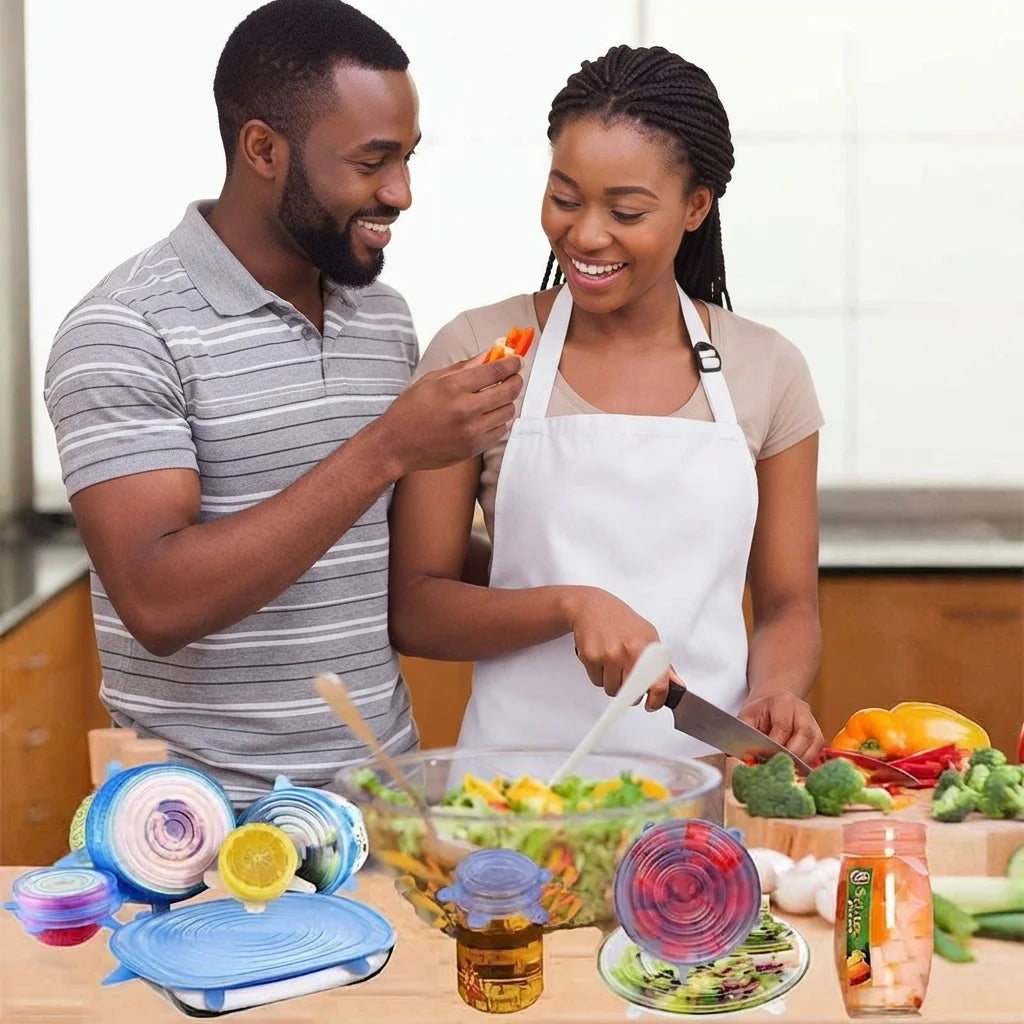 Lot de 6 Couvercles Extensibles en Silicone Réutilisables – La solution pour conserver et protéger vos aliments