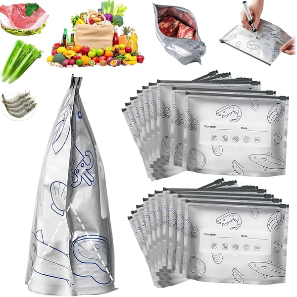 Lot de 10 Sacs Alimentaires Hermétiques Réutilisables en Aluminium – Conservez Vos Aliments Plus Longtemps
