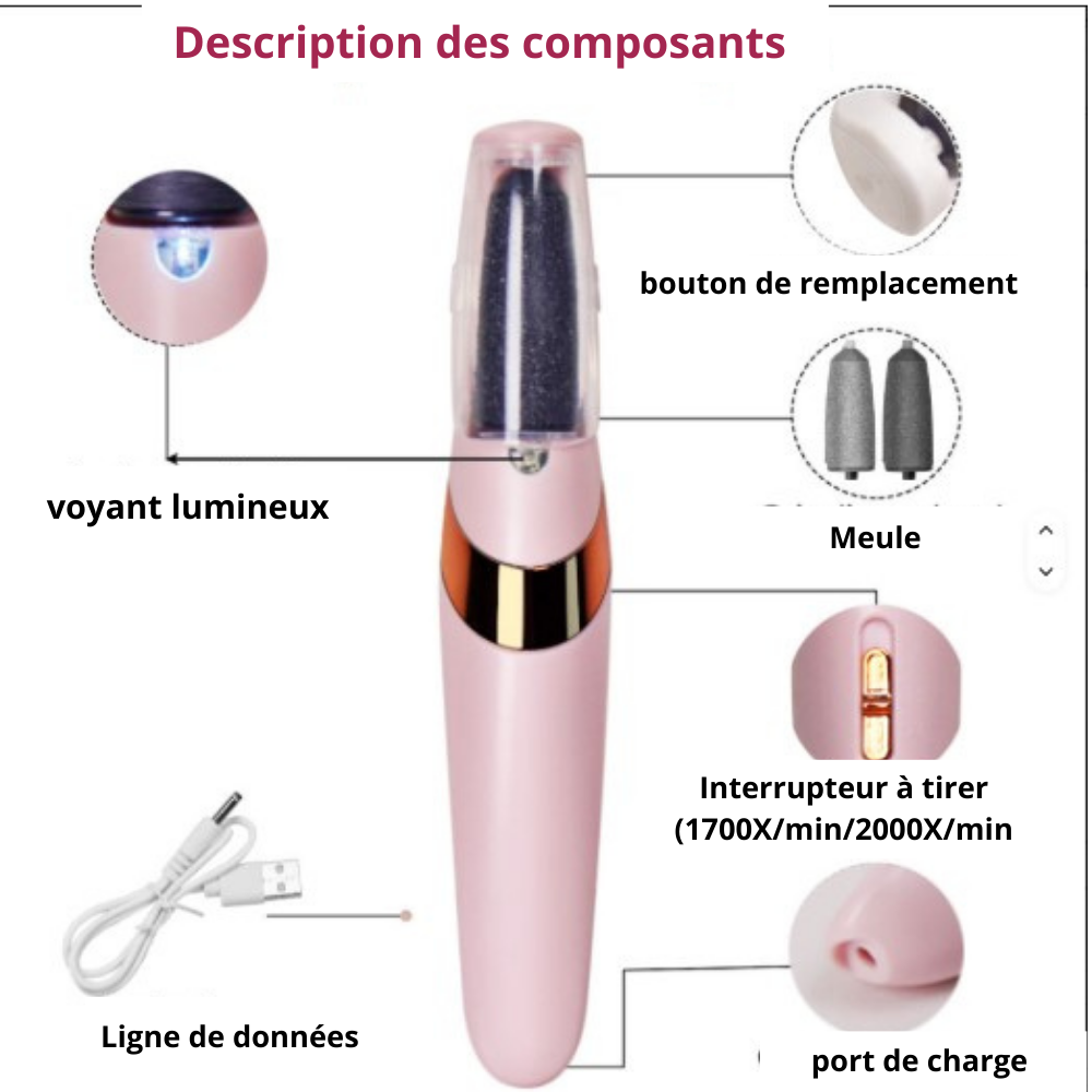 PediLisse™-détachant électrique de callosité pour les pieds